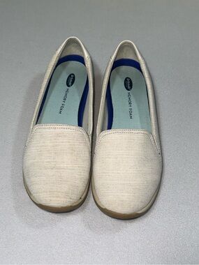Dr. Scholl's Beige Canvas Slip-On Flats